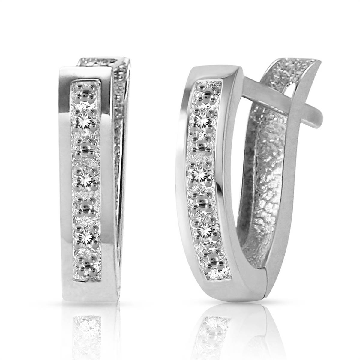 0.04 Carat 14K Solid White Gold Oval Huggie Diamond Earrings for Women - Perfect for Everyday Wear, Date Nights & Special Occasions