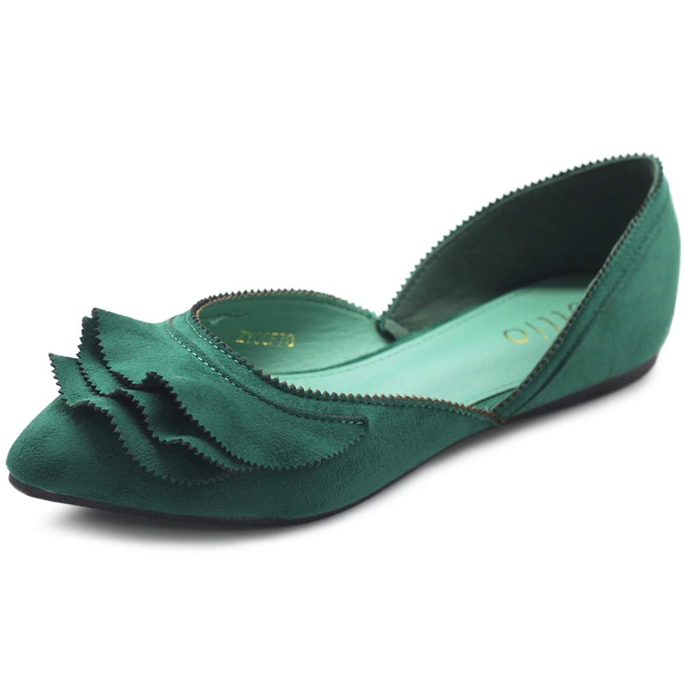 Ollio Women's Slip On Ballet Flats - Faux Suede Pointed Toe Shoes with Scalloped Collar | Comfortable & Stylish for Work, Casual Outfits and Daily Wear
