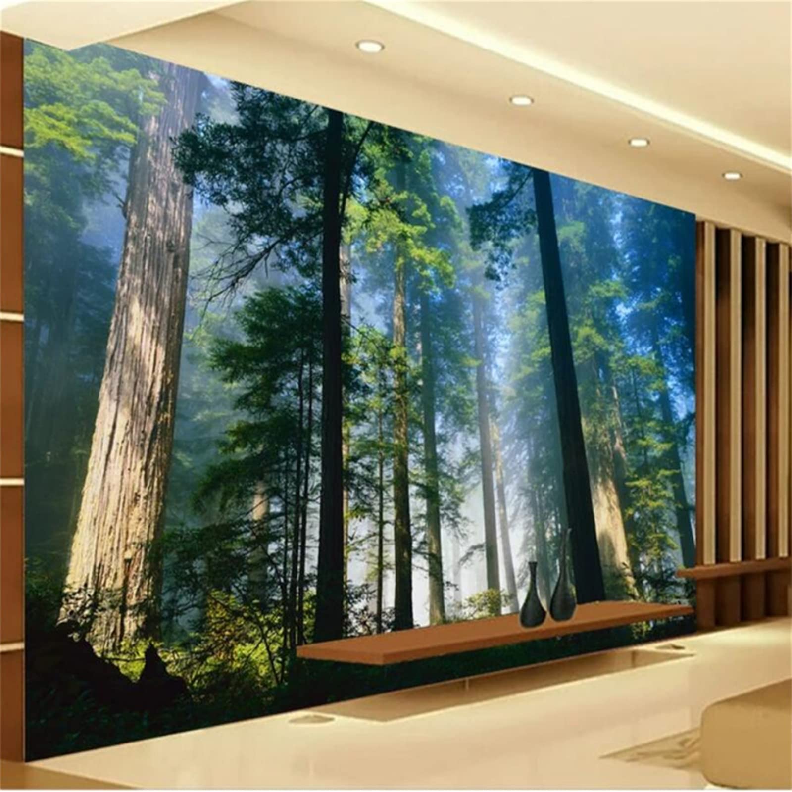 Sunshine Forest Wall Mural - Large Green Tree Wallpaper Decal | Waterproof & Fade-Resistant | Perfect for Living Room, Dining Room, Study & Office Decor | 169.3