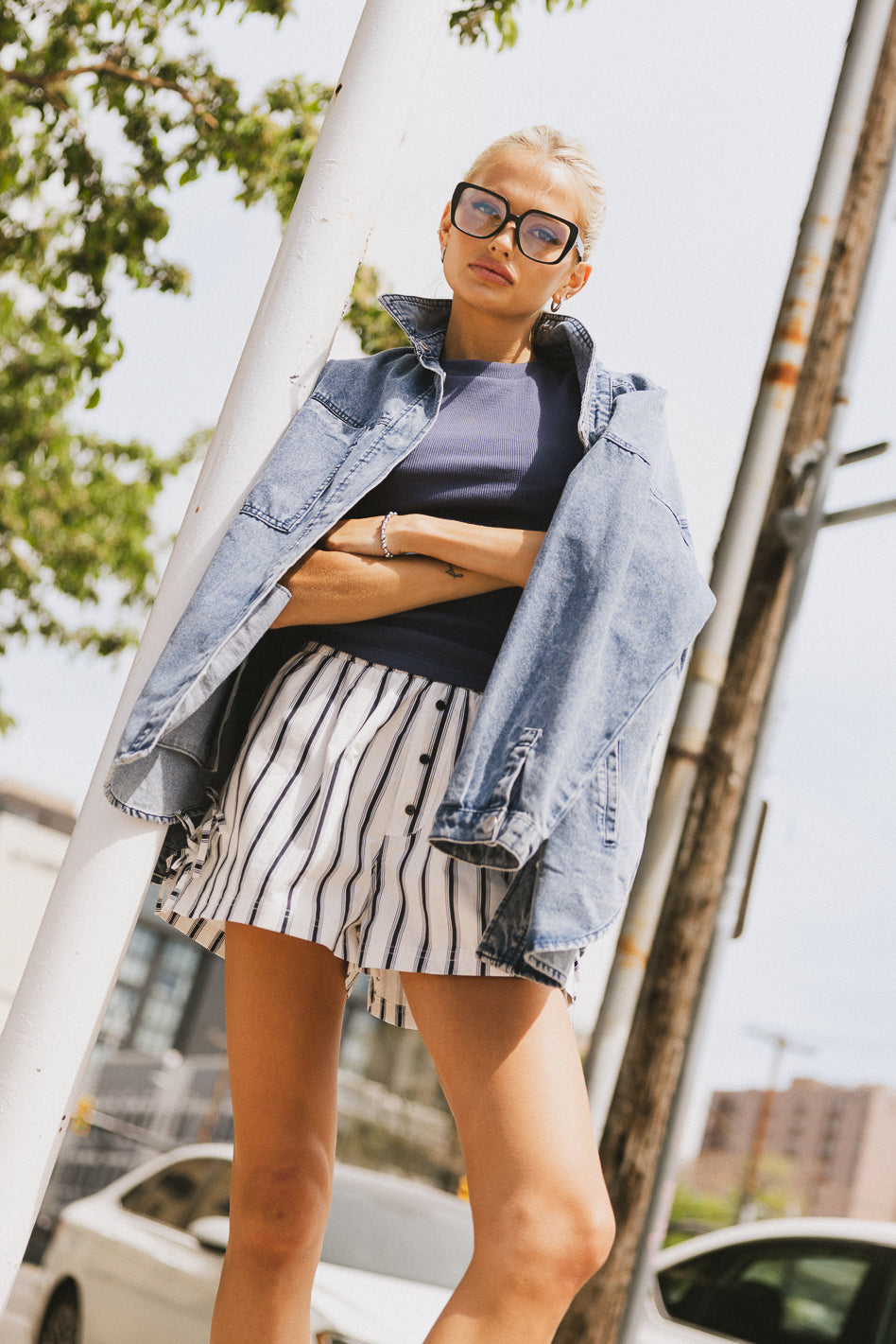 Alma Striped Shorts for Women - High Waist Comfortable Summer Casual Shorts with Pockets | Perfect for Beach, Vacation, and Everyday Wear