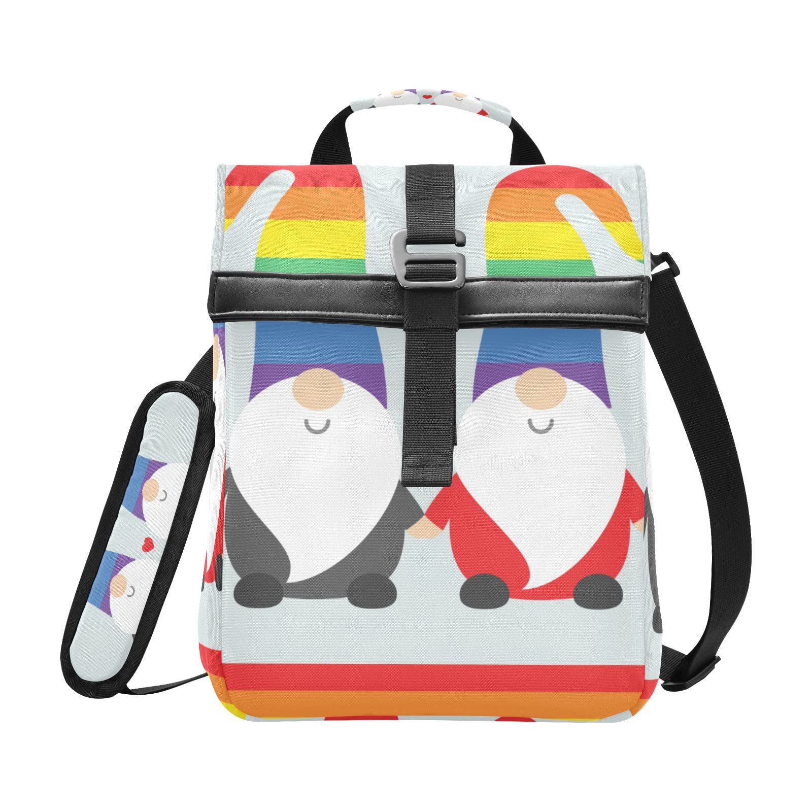 **RunningBear Insulated Leakproof Lunch Box - Foldable Portable Cooler Bag with Adjustable Shoulder Strap for Work, Travel & Picnics | Christmas Rainbow Gnomes Design for Men & Women**    *(Perfect for Office Lunches, School Meals, Outdoor Adventures & Holiday Gifts!)*