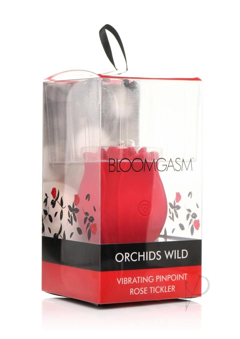 Bloomgasm Orchids Wild Rechargeable Silicone Vibrating Rose Tickler - Red Adult Toy for Couples & Solo Play - Perfect for Foreplay & Sensual Massage