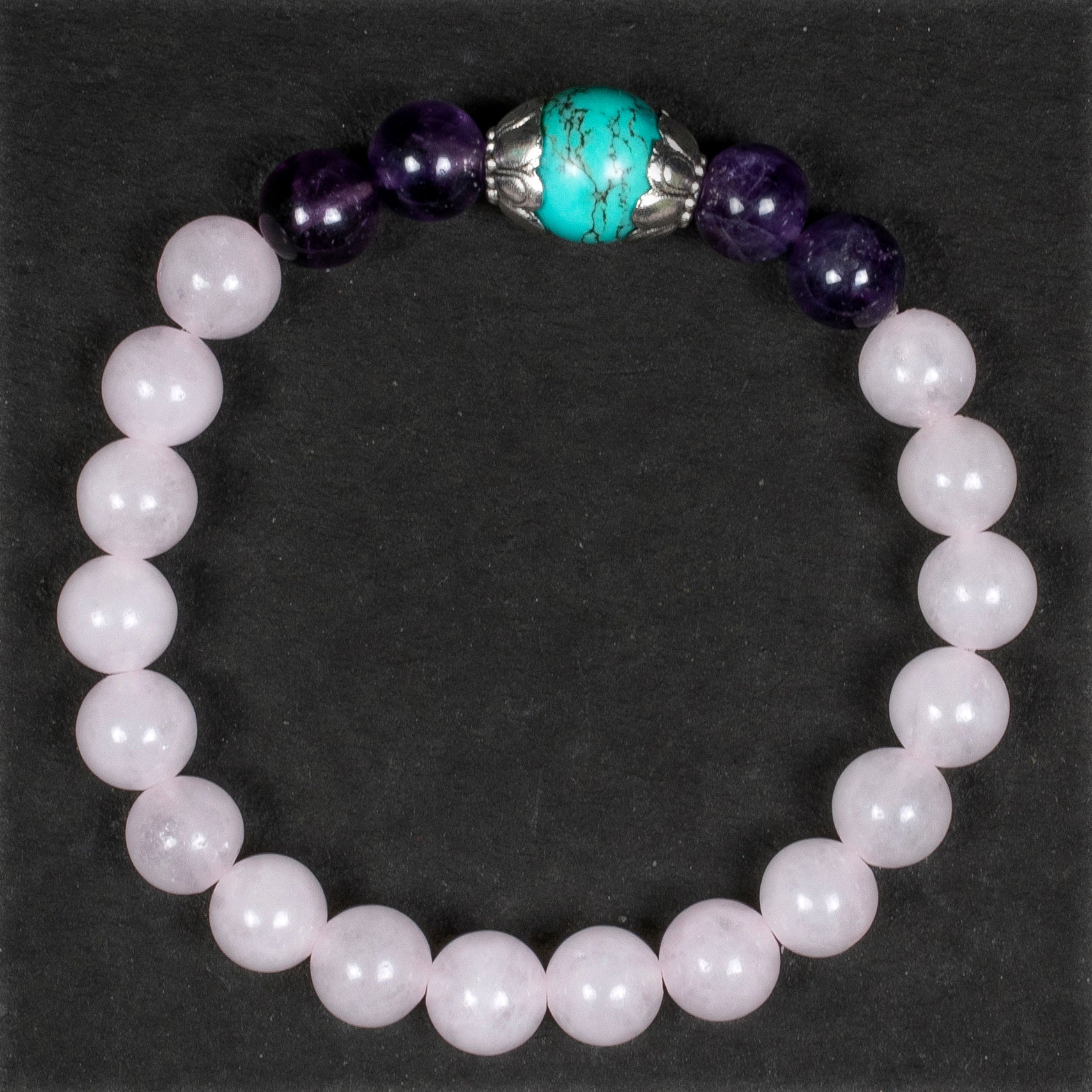 Rose Quartz & Tibetan Turquoise Beaded Bracelet for Women - Healing Crystal Jewelry for Meditation, Yoga & Spiritual Balance