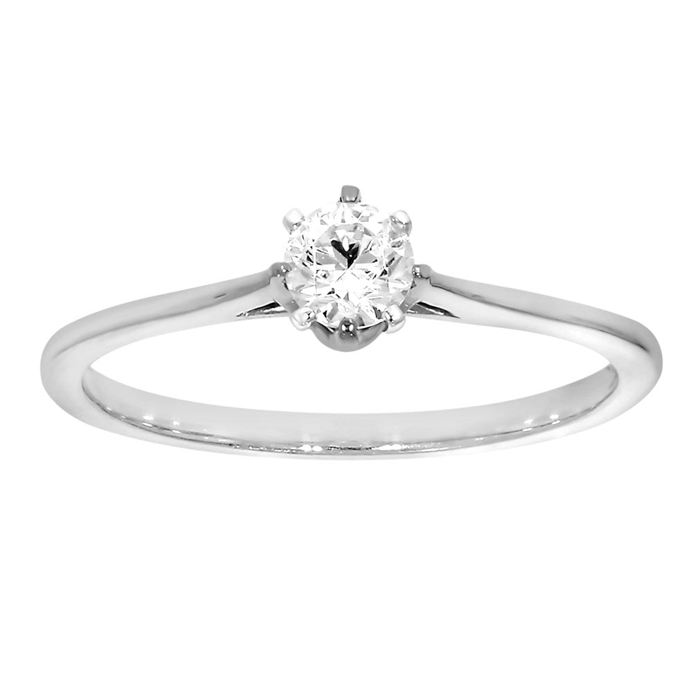 9ct White Gold 1/4 Carat Diamond Solitaire Ring - Elegant Engagement & Wedding Band for Women - Perfect for Proposals, Anniversaries & Special Occasions