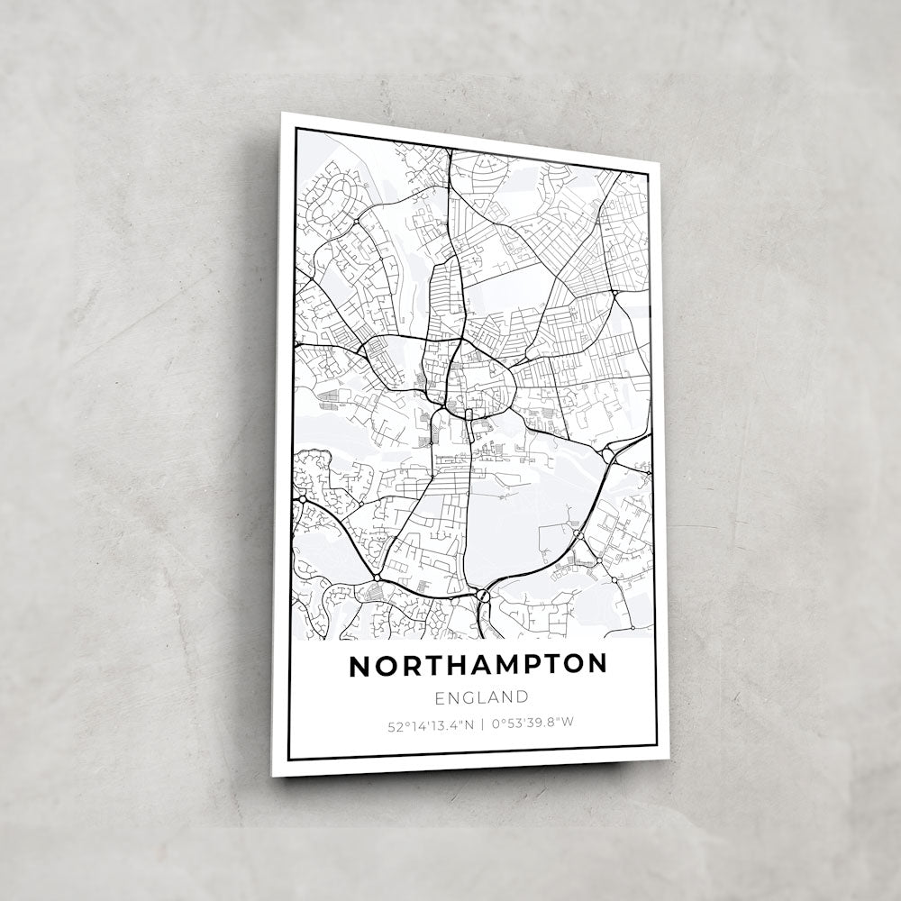 Northampton Map Glass Wall Art - Handmade Decorative Glass Art for Home & Office Decor - Perfect for Living Room, Bedroom, or Gift Giving