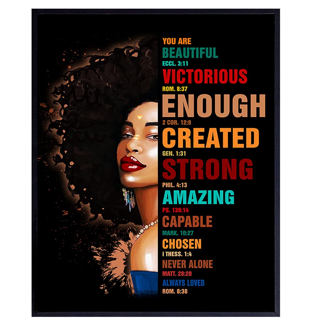 African American Wall Art - Religious Gifts for Black Women - Christian Decor for Home & Office