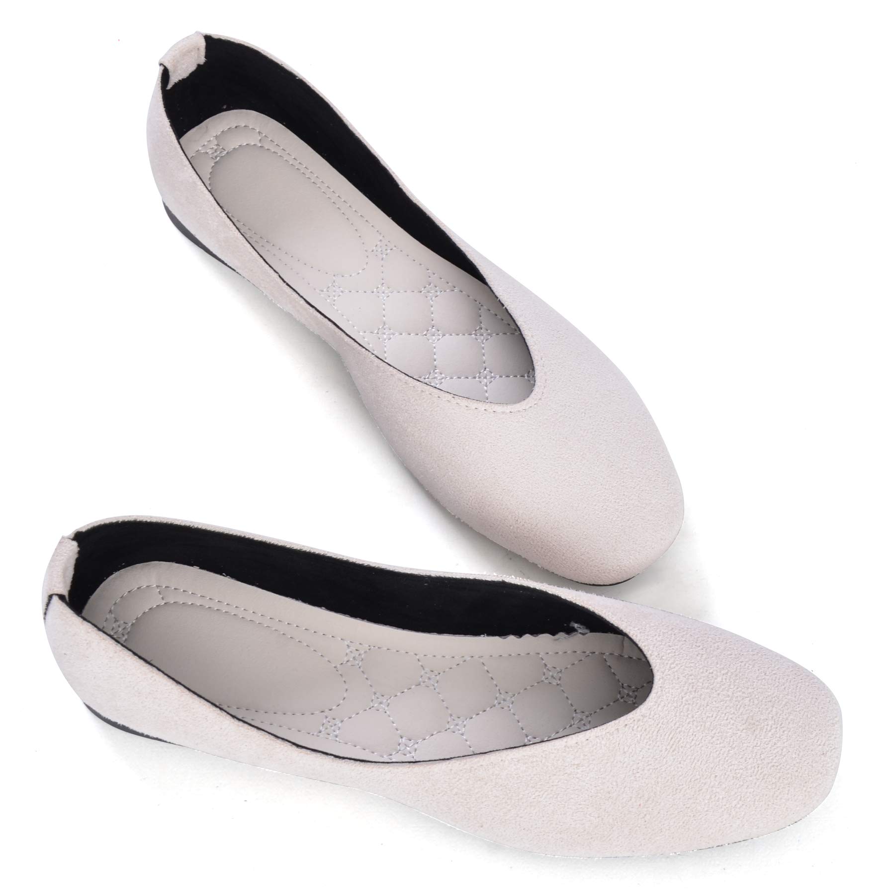 Women's Faux Suede Square Toe Ballet Flats - Comfortable Slip-On Loafers for Casual Wear, Office & Daily Outfits (Black)
