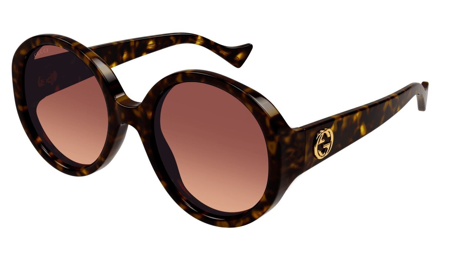 Gucci GG1256S 002 Havana/Red Double Gradient Oversized Round Women's Sunglasses – Stylish UV Protection for Beach, Driving & Fashion Outfits