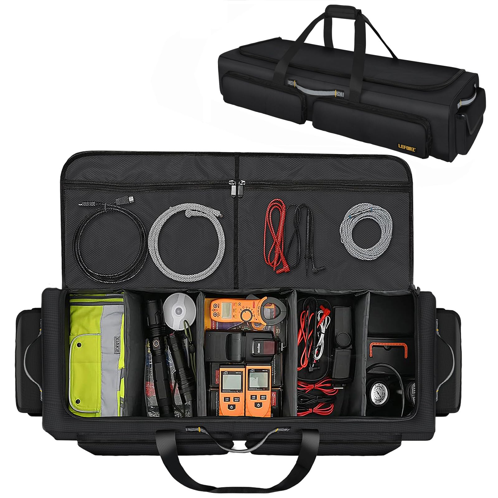 Under Seat Storage Bag for SuperCrew Cab Trucks - Underseat Organizer with 4 Removable Dividers & Anti-Slip Bottom - Truck Tool Box Fits Full Size Crew Cabs - Perfect for Organizing Tools, Gear & Accessories While Driving or Camping