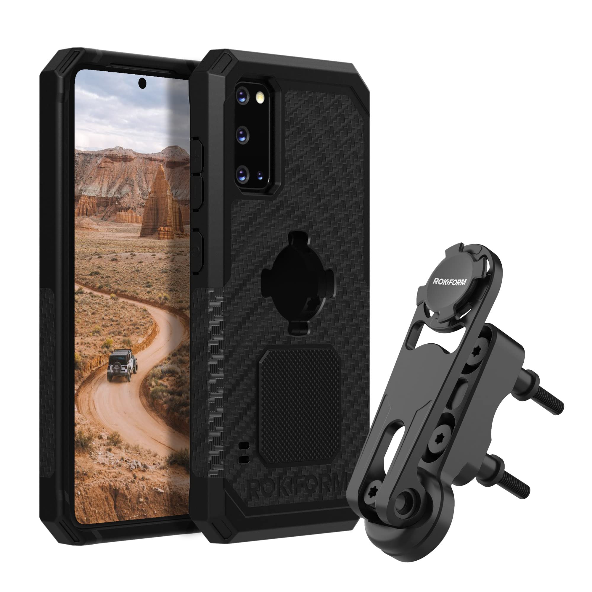 Rokform Galaxy S20 Rugged Case with Motorcycle Perch Phone Mount - Durable Protection & Secure Riding Accessory for Adventure Enthusiasts