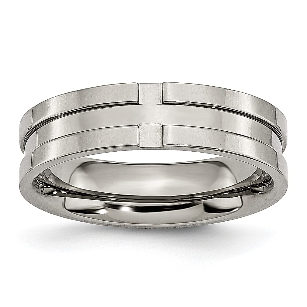 ICE CARATS Titanium 6mm Grooved Wedding Ring Band - Elegant Women's Fashion Jewelry - Perfect Anniversary & Valentine's Day Gift for Her - Ideal for Weddings, Engagements & Special Occasions