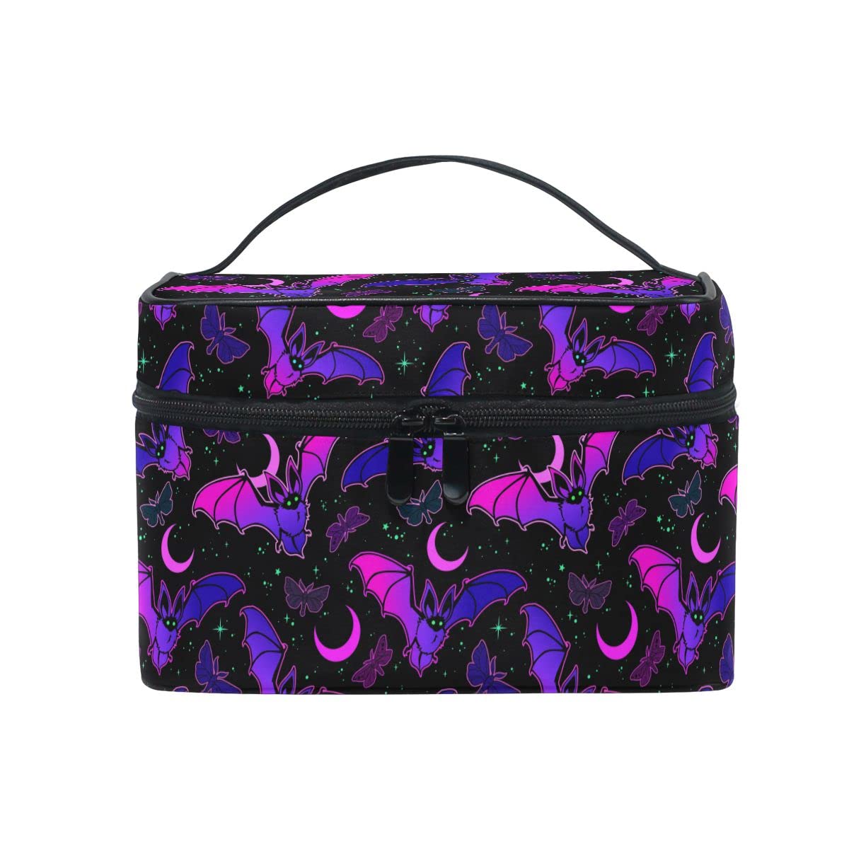 Skull & Flower Makeup Bag for Women - Travel Cosmetic Organizer & Toiletry Case (One Size) - Perfect for Girls, Ladies, and Travel Essentials