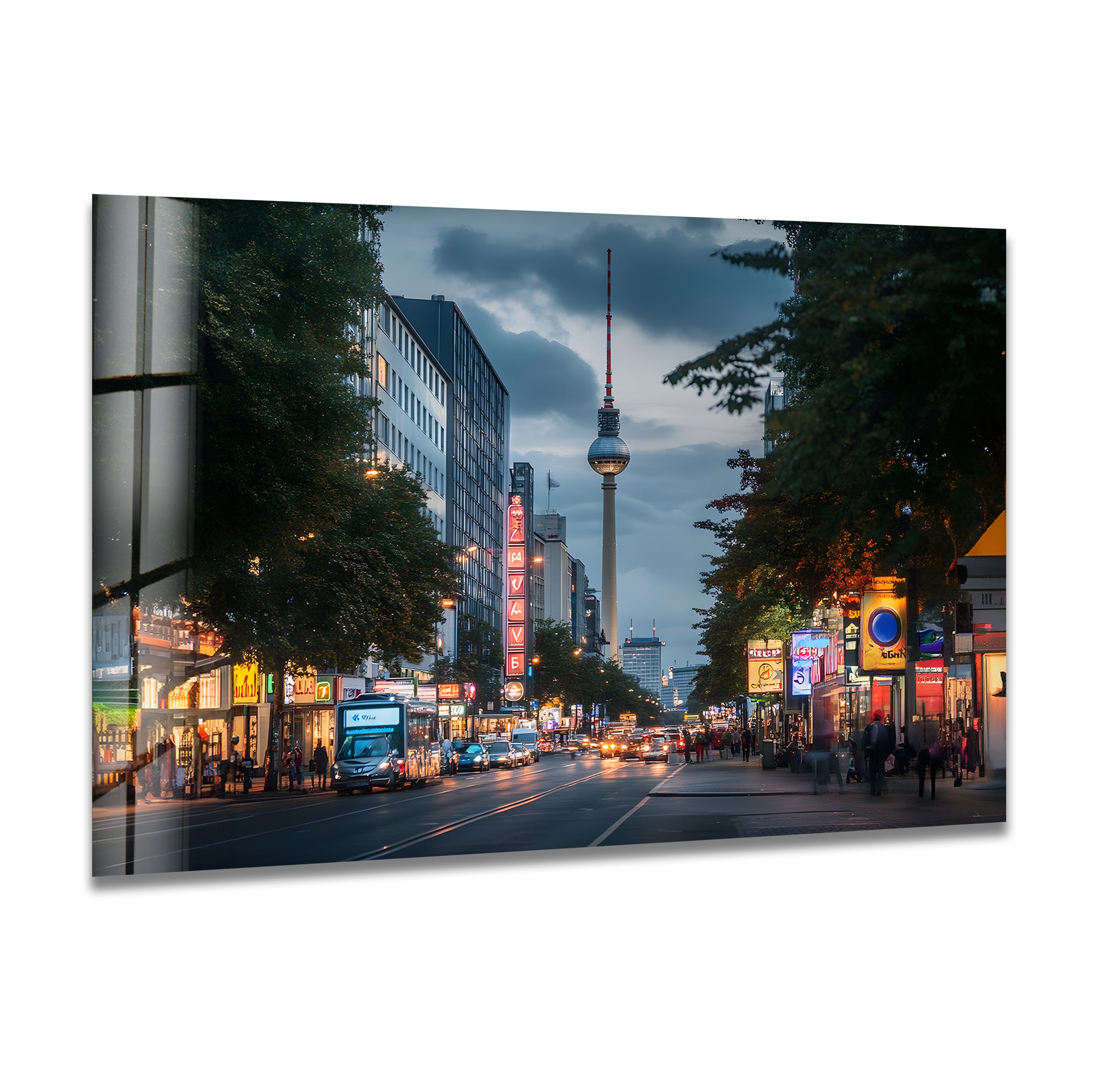 Berlin City Night Skyline Glass Wall Art - Modern Home Decor for Living Room, Bedroom & Office - Perfect Gift for Urban Art Lovers