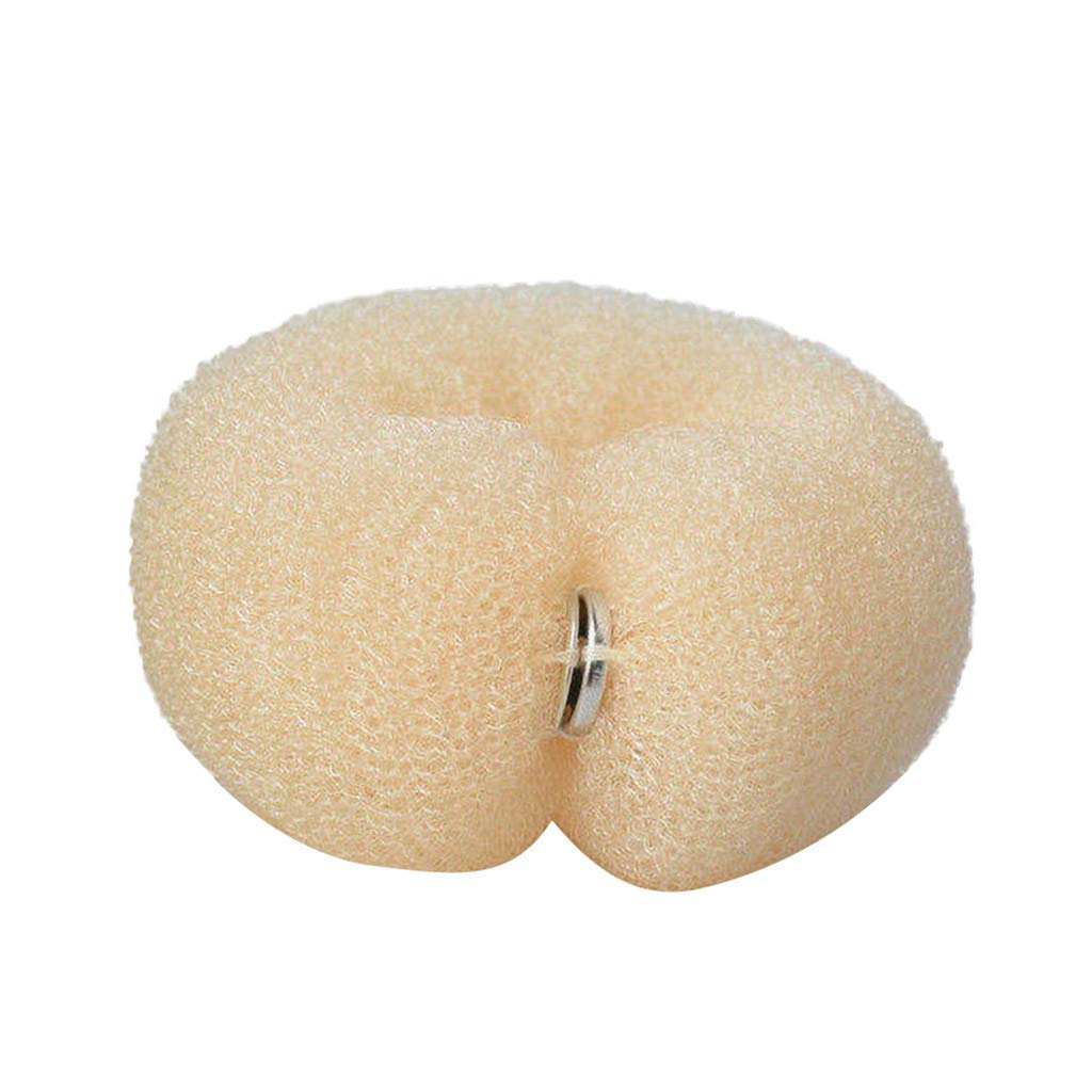 Donut Hair Bun Maker for Women - Hair Roll Tool, DIY Foam Ring Shaper with Snap Long Buckle & Nylon Hair Pins (Beige) - Perfect for Updos, Ponytails & Special Occasions