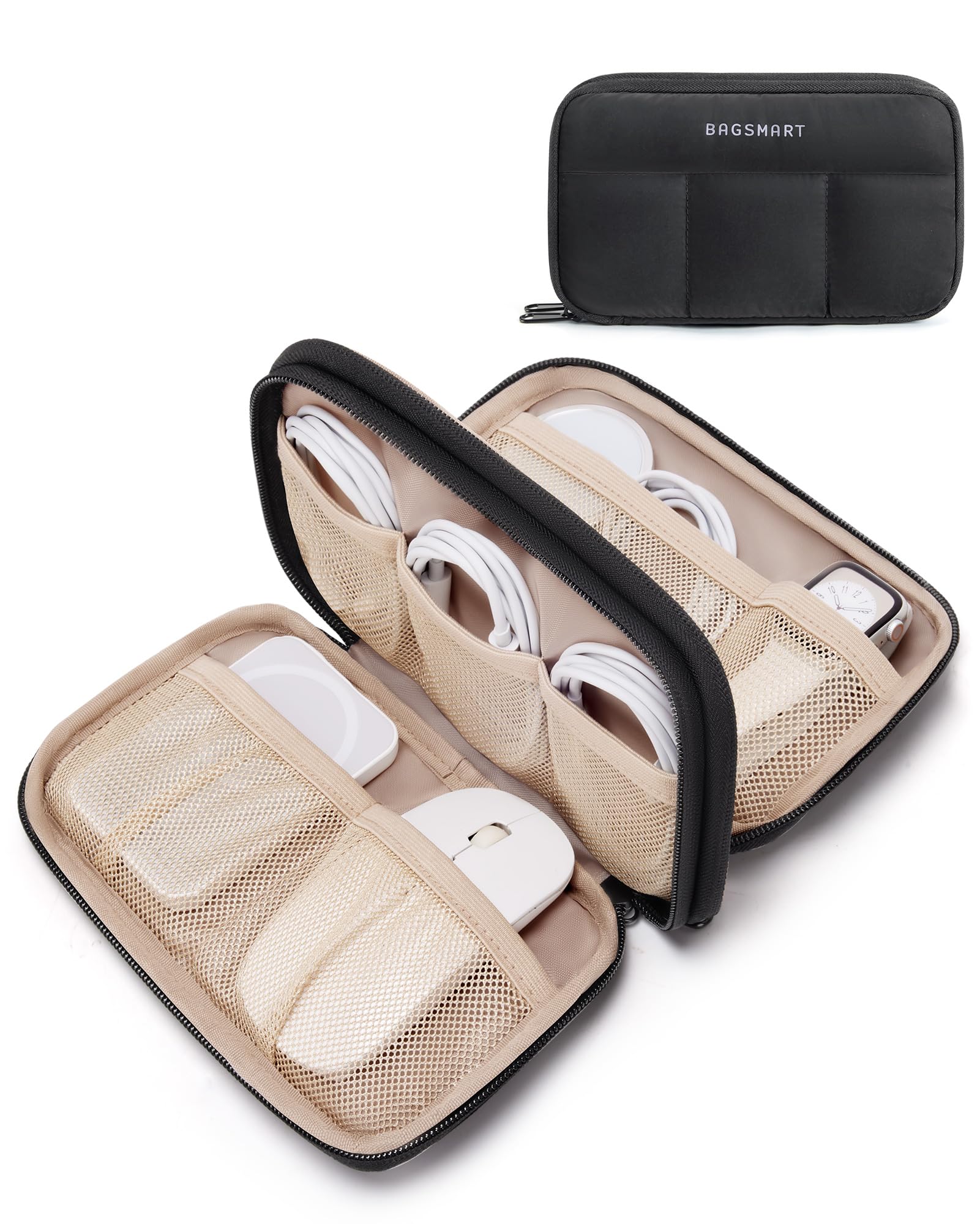 BAGSMART Electronics Organizer Travel Case - Waterproof Cable Organizer Pouch for Charger, Phone, iPad - Perfect Travel Accessories for Women & Men - Ideal for Business Trips, Vacation, Daily Commute