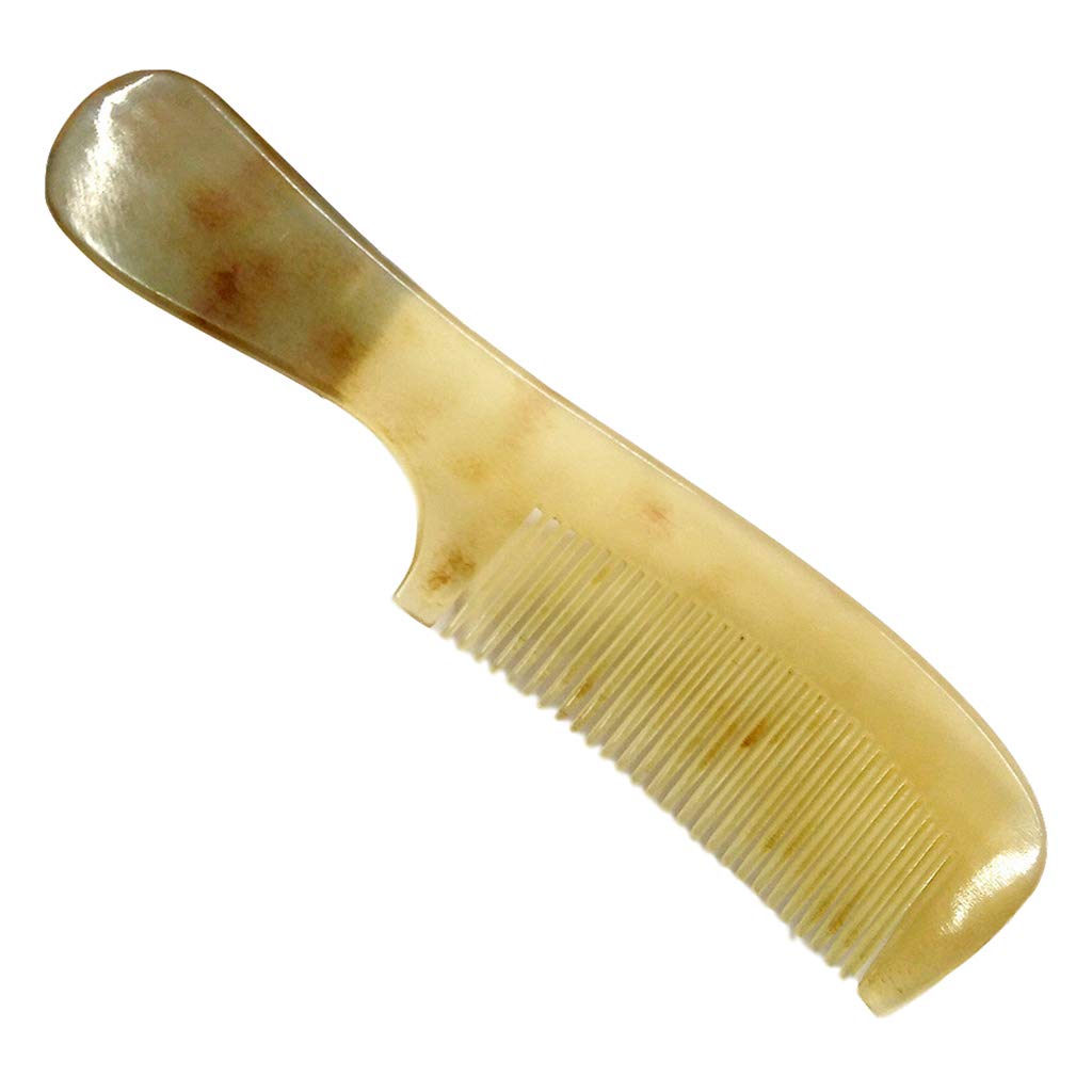 PULABO Horn Comb for Hair Styling and Scalp Massage - 18 x 4.3cm Durable Natural Horn Hairbrush - Perfect for Detangling, Styling & Relaxing at Home or Salon