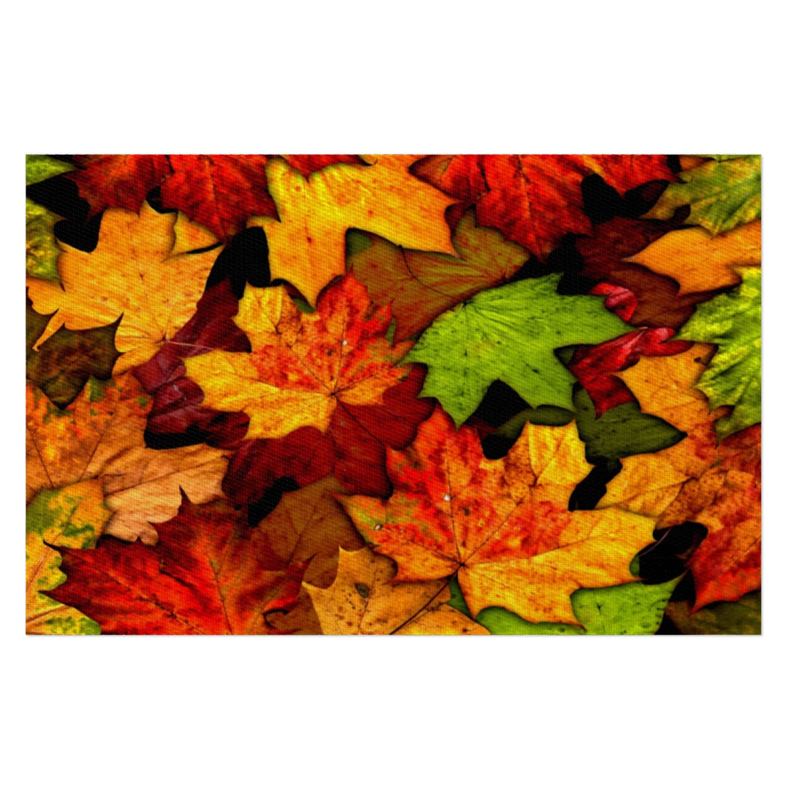 Vibrant Maple Leaves Fall Thanksgiving Placemats Set of 6 - Heat Resistant Vinyl Table Mats for Kitchen & Dining - Washable PVC Placemats for Autumn Decor, Holiday Dinner Parties & Cozy Family Gatherings