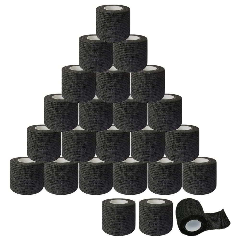 24PCS Elastic Tattoo Grip Cover Wrap - Disposable Self-Adhesive Cohesive Bandage Tape for Tattoo Artists - Perfect for Tattoo Machine Grip Protection & Hygiene During Tattooing Sessions