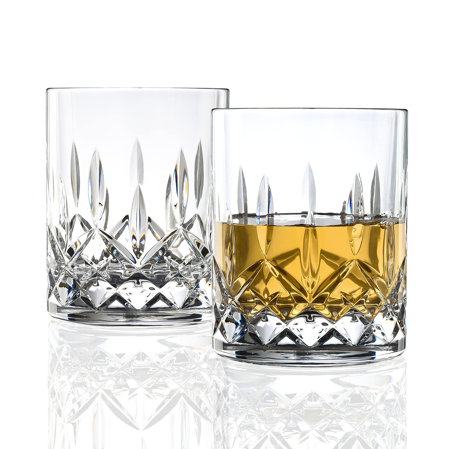 Qaupoee Unbreakable Old Fashioned Glasses Set of 2 - Crystal Clear Shatterproof Plastic Whiskey Glasses, Dishwasher Safe Stemless Short Wine Tumblers for Scotch, Cocktail, Cognac & Liquor - Perfect for Home Bars, Parties & Outdoor Entertaining