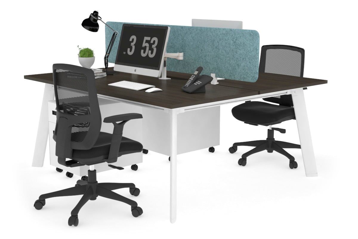 2 Person Workstation with White Frame - 1200L x 800W Switch Desk with Cable Management for Home Office & Coworking Spaces