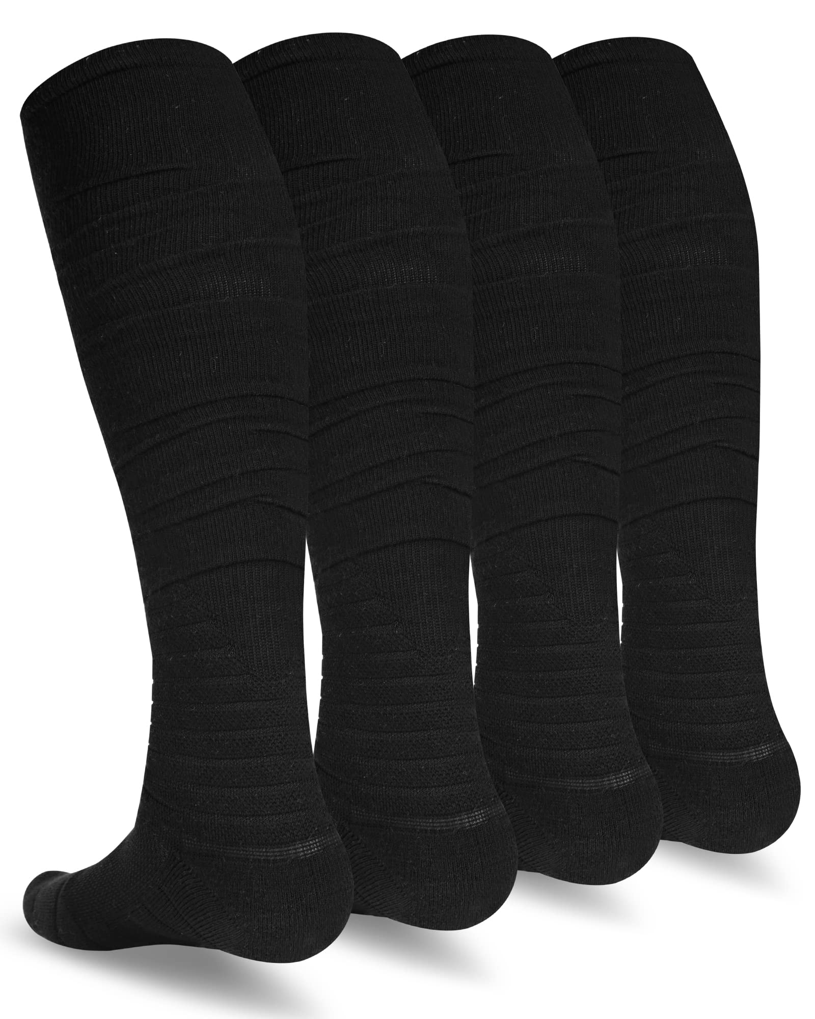 Finerview Scrunch Football Socks 2 Pairs - Extra Long Padded Athletic Socks for Men & Women - Perfect for Soccer, Running & Sports Performance