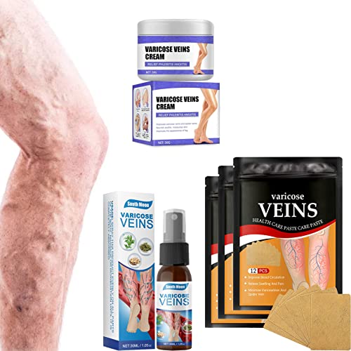 Varicose Vein Treatment Patch & Cream - Natural Relief for Leg Spider Veins & Swelling - Pain Relief for Varicose Veins - Perfect for Office Workers, Travelers & Pregnant Women