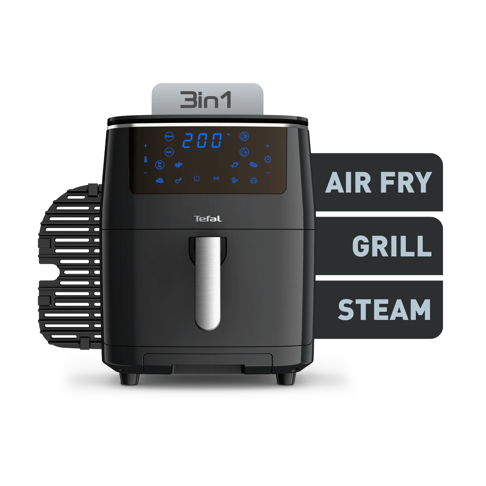 Tefal FW2018 XXL 3-in-1 Air Fryer with Grill & Steam Functions - Healthy Oil-Free Cooking for Family Meals, Parties & Quick Weeknight Dinners