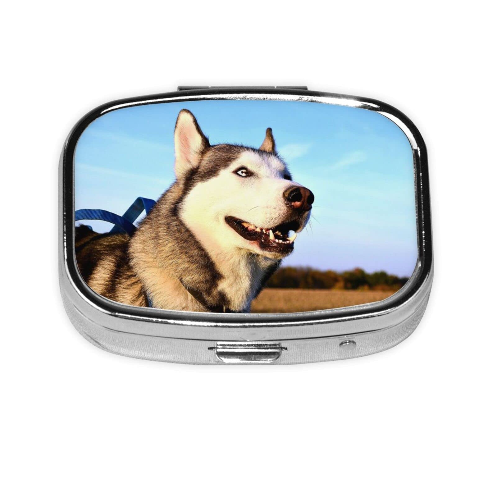 Travel Dog Square Pill Box - 2 Compartment Decorative Medicine Organizer for Pills & Tablets | Perfect for Travel, Home & Daily Medication Storage