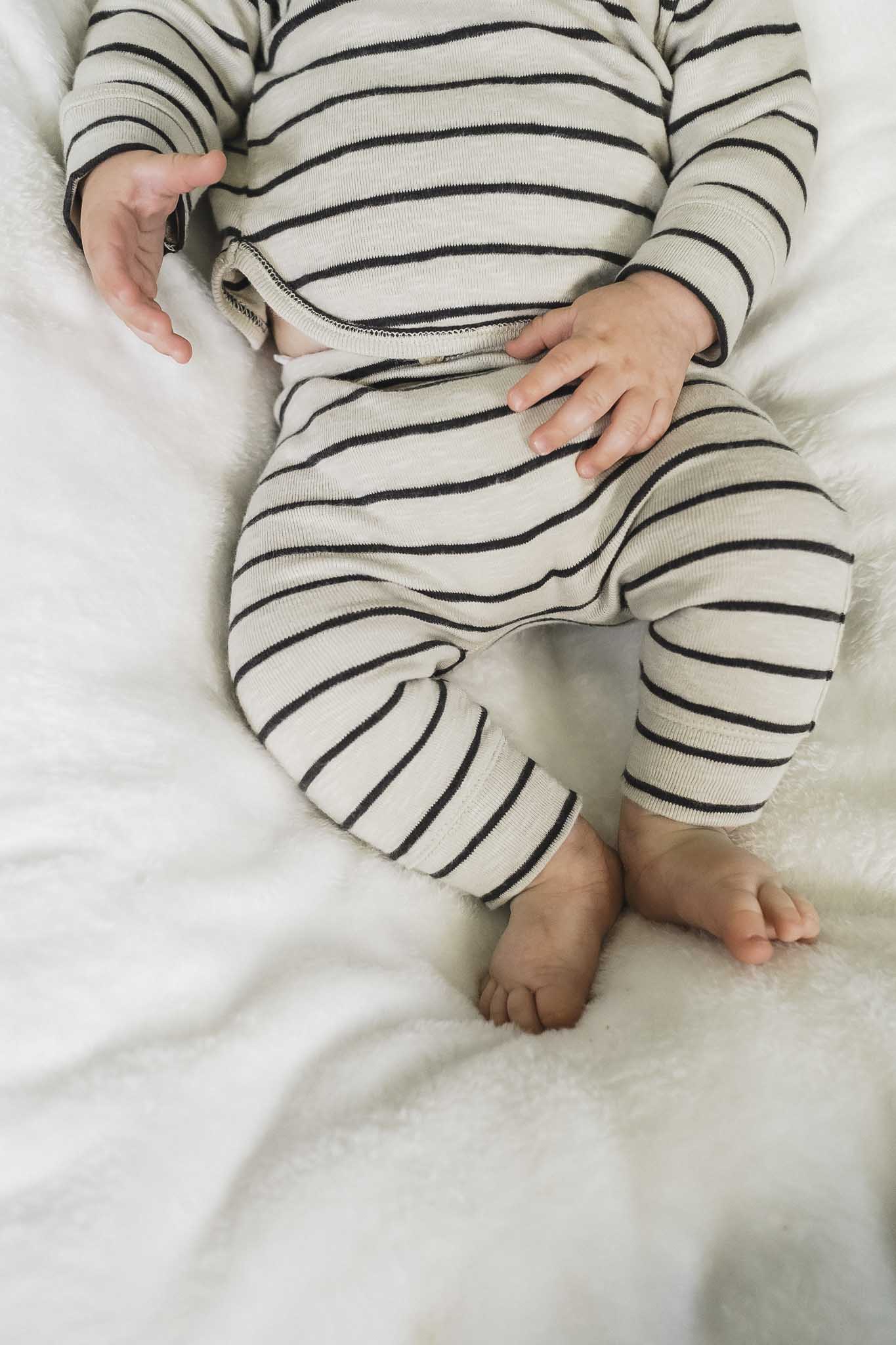 Grey Striped Rib Flame Legging for Baby Boys - Soft & Comfortable Toddler Pants for Playtime, Outings & Photo Shoots