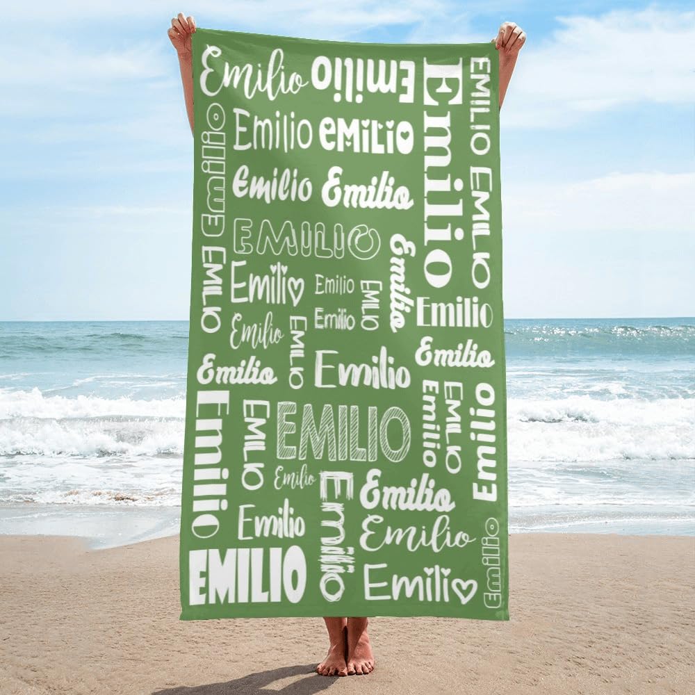 Personalized Custom Beach Towels with Name for Kids & Adults - Quick Dry Microfiber Travel, Pool & Beach Towel - Perfect Gift for Summer Vacations, Swimming Trips & Outdoor Adventures