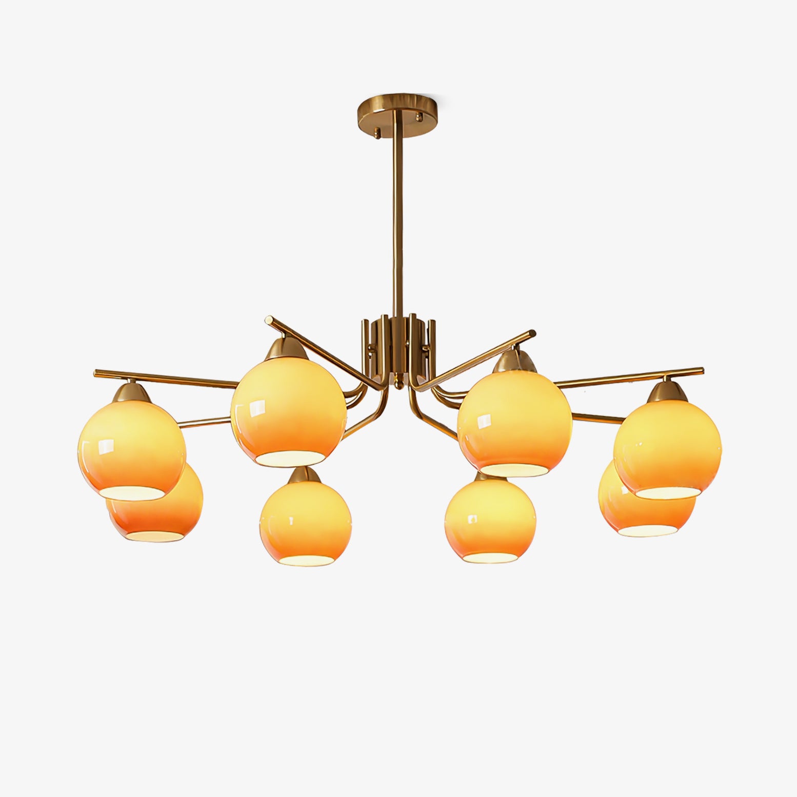 Elegant Caramel Sphere Chandelier - Modern Glass Pendant Light Fixture for Dining Room, Living Room & Bedroom Decor | Dimmable LED Lighting