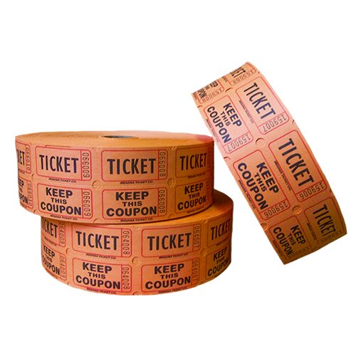 2000 Orange Double Roll Raffle Tickets for Events, Parties, and Fundraisers - Perfect for School Carnivals, Church Bazaars, and Charity Auctions
