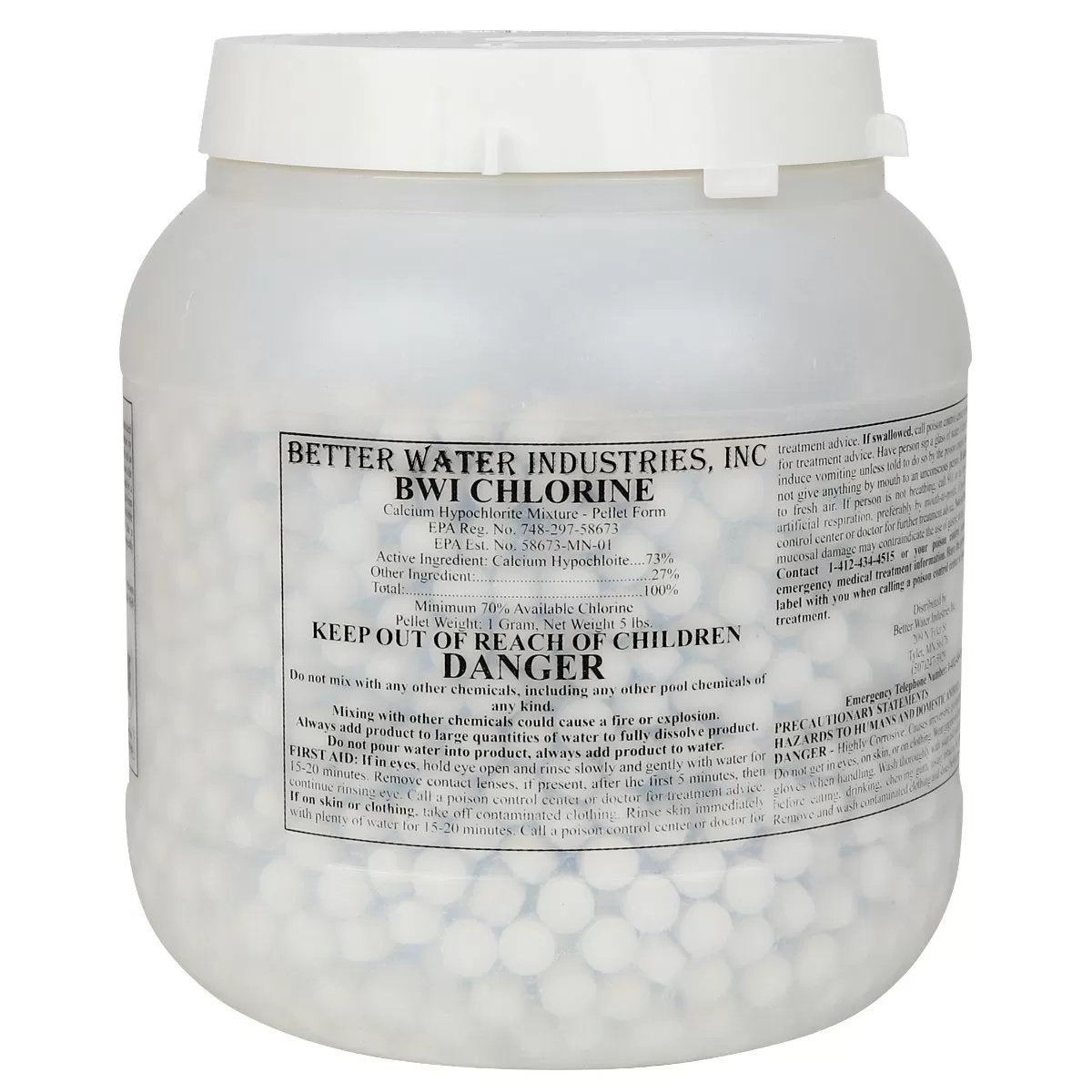 Better Water Industries Inc. Chlorine Tablets 5 lbs - Swimming Pool Water Treatment, Hot Tub & Spa Maintenance, Water Purification for Clean & Safe Water