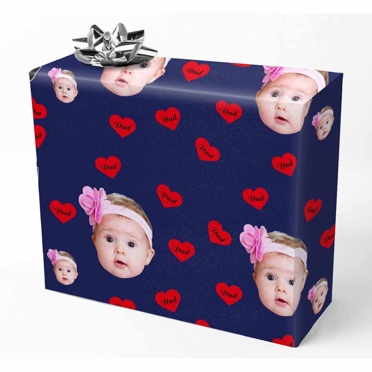Personalized Father's Day Wrapping Paper with Photo - 2 Rolls for Dad Gifts