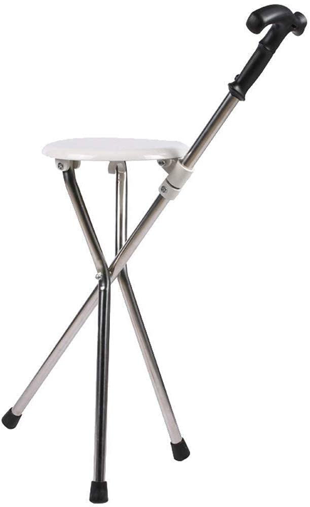 Portable Walking Stick with Seat - Lightweight Folding Cane Chair for Seniors & Elderly Support - Adjustable Height Cane Stool for Outdoor Hiking, Travel, and Medical Assistance