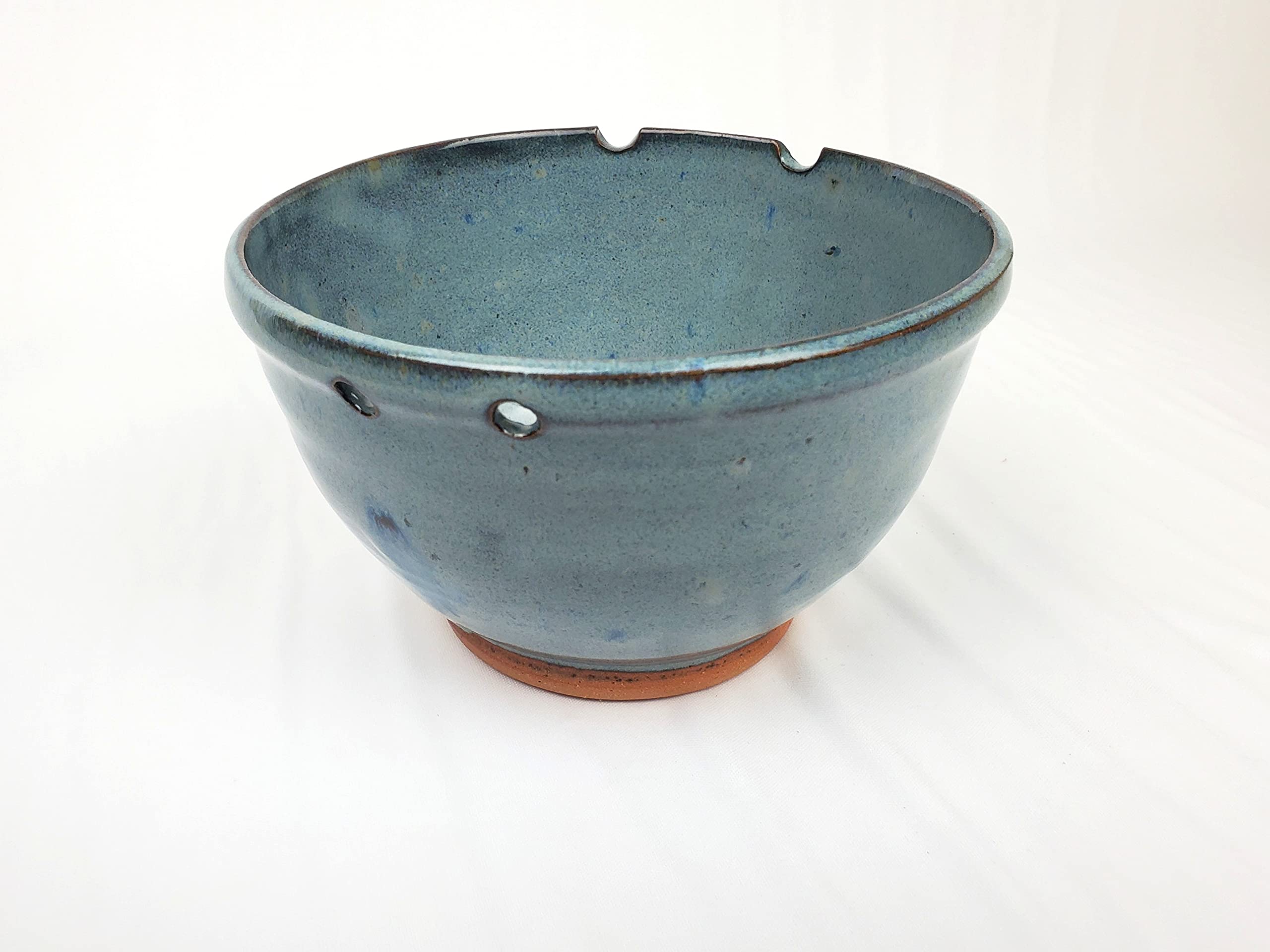 Handmade Slate Blue Ceramic Noodle Bowl - Artisan Ramen Bowl with Chopstick Holder - North Carolina Pottery for Asian Cuisine & Home Dining