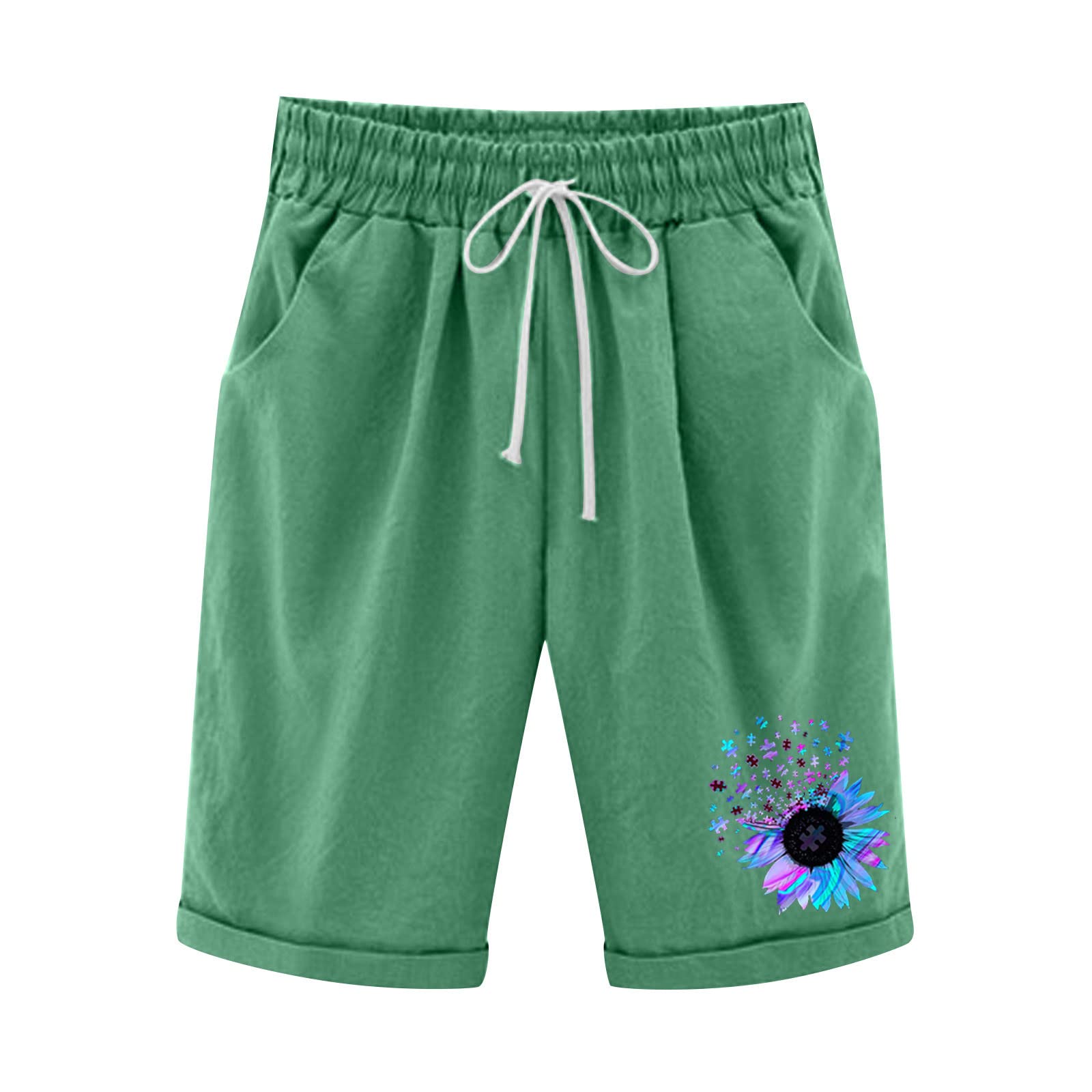 Women's Bermuda Shorts - Knee Length, Linen & Comfy for Gym, Lounge & Summer
