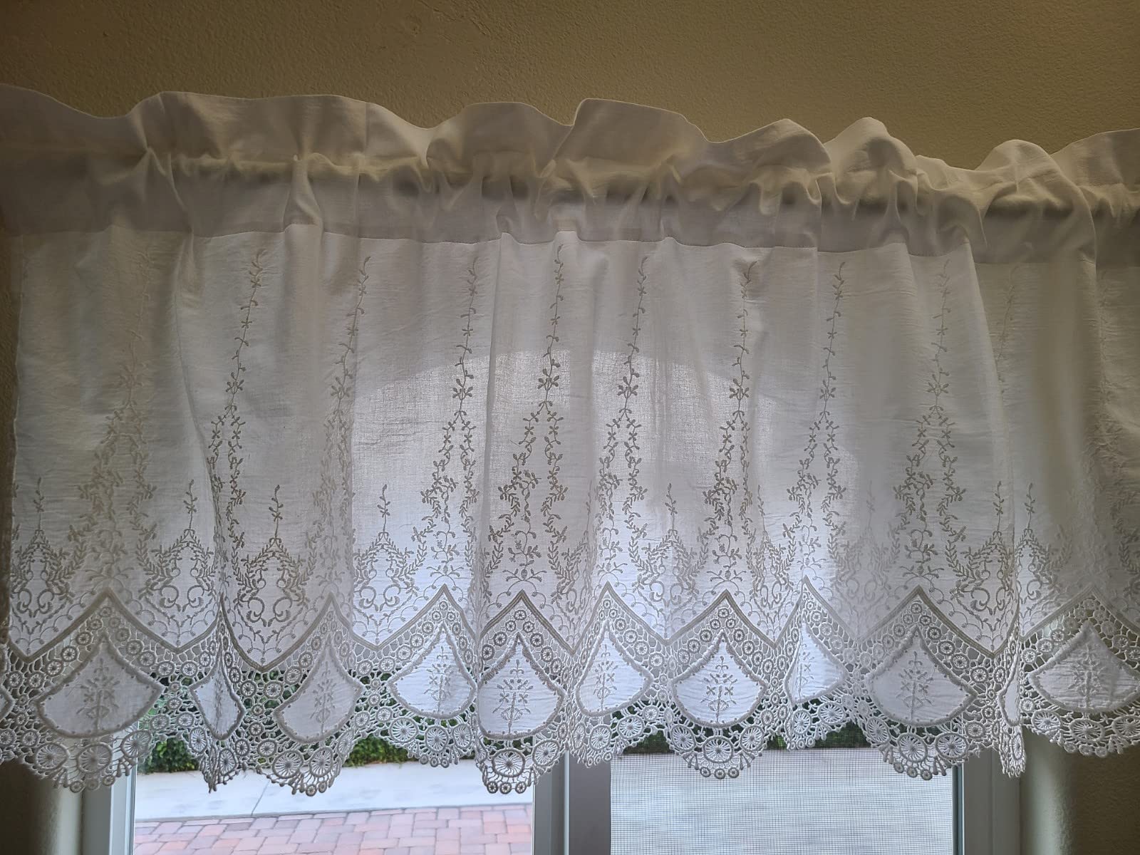 Joy's Choice White Embroidered Sheer Kitchen Curtains - Cotton Half Window Rod Pocket Drapes for Farmhouse & Cottage Style (#102) | Perfect for Kitchen Windows, Breakfast Nooks & Cozy Dining Areas