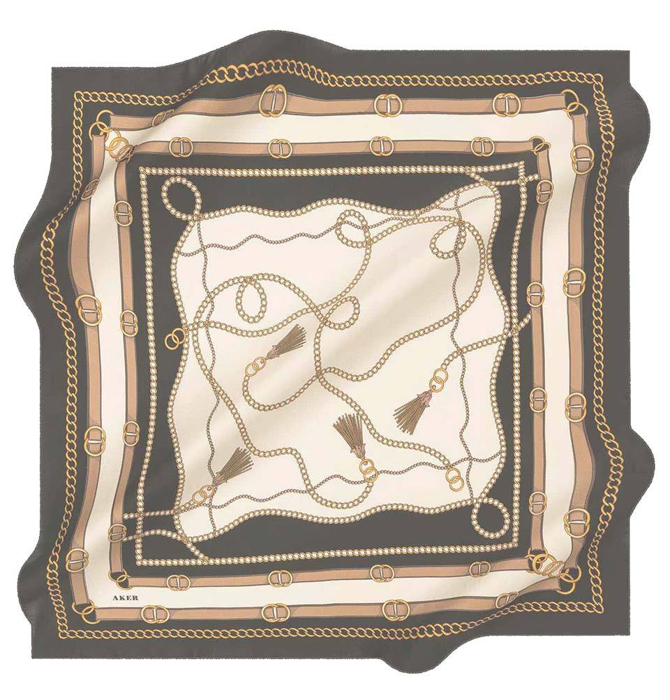 Aker Silk Cotton Patterned Square Scarf #8029 411 - Lightweight Fashion Scarf for Women, Soft Breathable Wrap Shawl - Perfect for Office, Travel and Casual Outfits