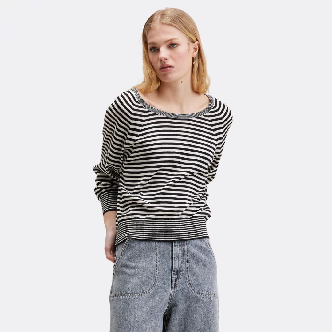 Aloty Women's Striped Sweater - Soft Knit Pullover for Fall & Winter - Cozy Casual Wear for Office, Outings & Travel