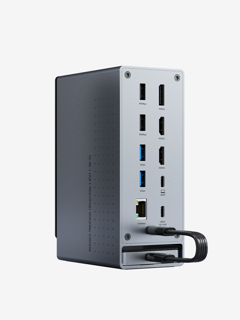 16-in-1 USB C Docking Station with SSD Enclosure for Triple Monitor Setup - Perfect for Home Office, Gaming & Productivity Workstations