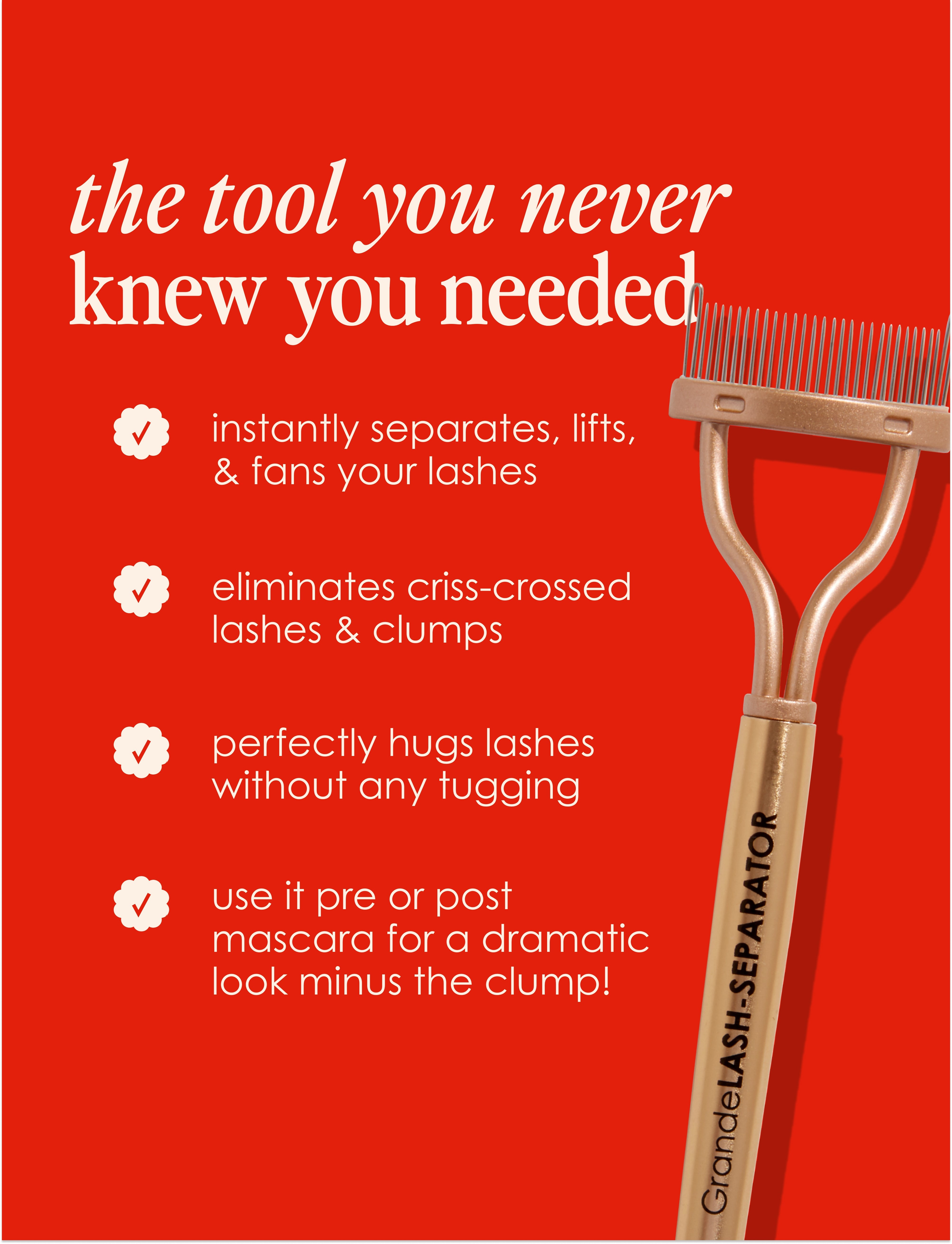 GrandeLASH Eyelash Separator - Professional Lash Comb & Detangler for Flawless Eyelash Separation | Perfect for Mascara Application, False Eyelashes & Lash Extensions Care