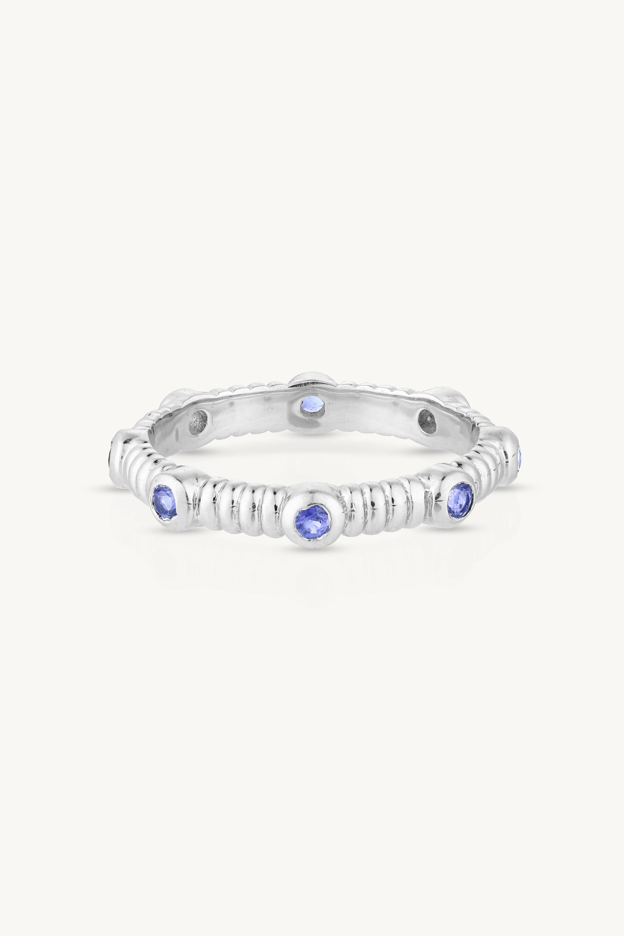 Iolite Silver Stacker Ring - Asymmetric Design for Stacking & Layering - Perfect for Everyday Wear & Special Occasions