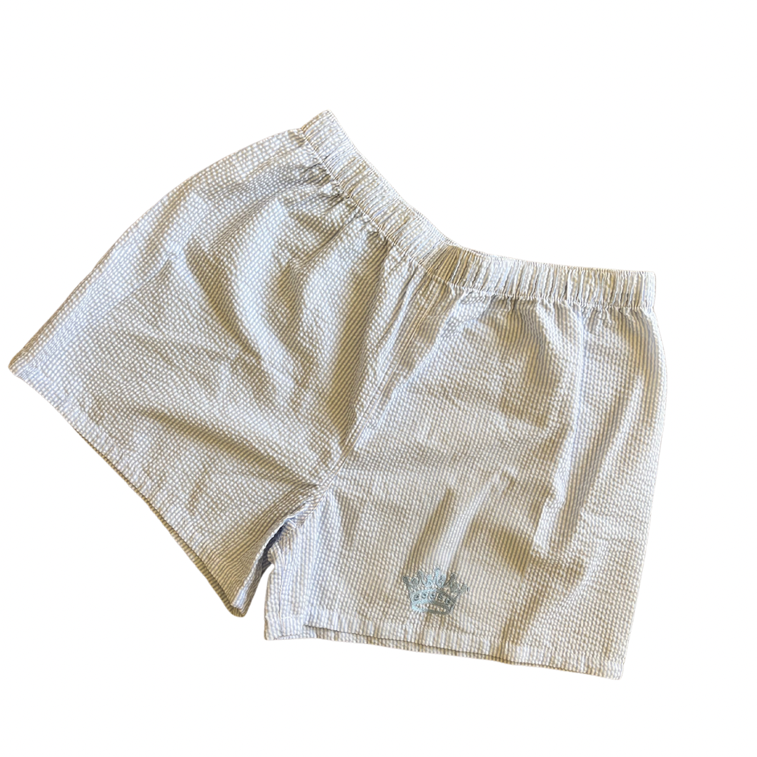 Blue Seersucker Pajama Shorts for Men - Medium Size, Comfortable Sleepwear for Summer & Lounge Wear at Home