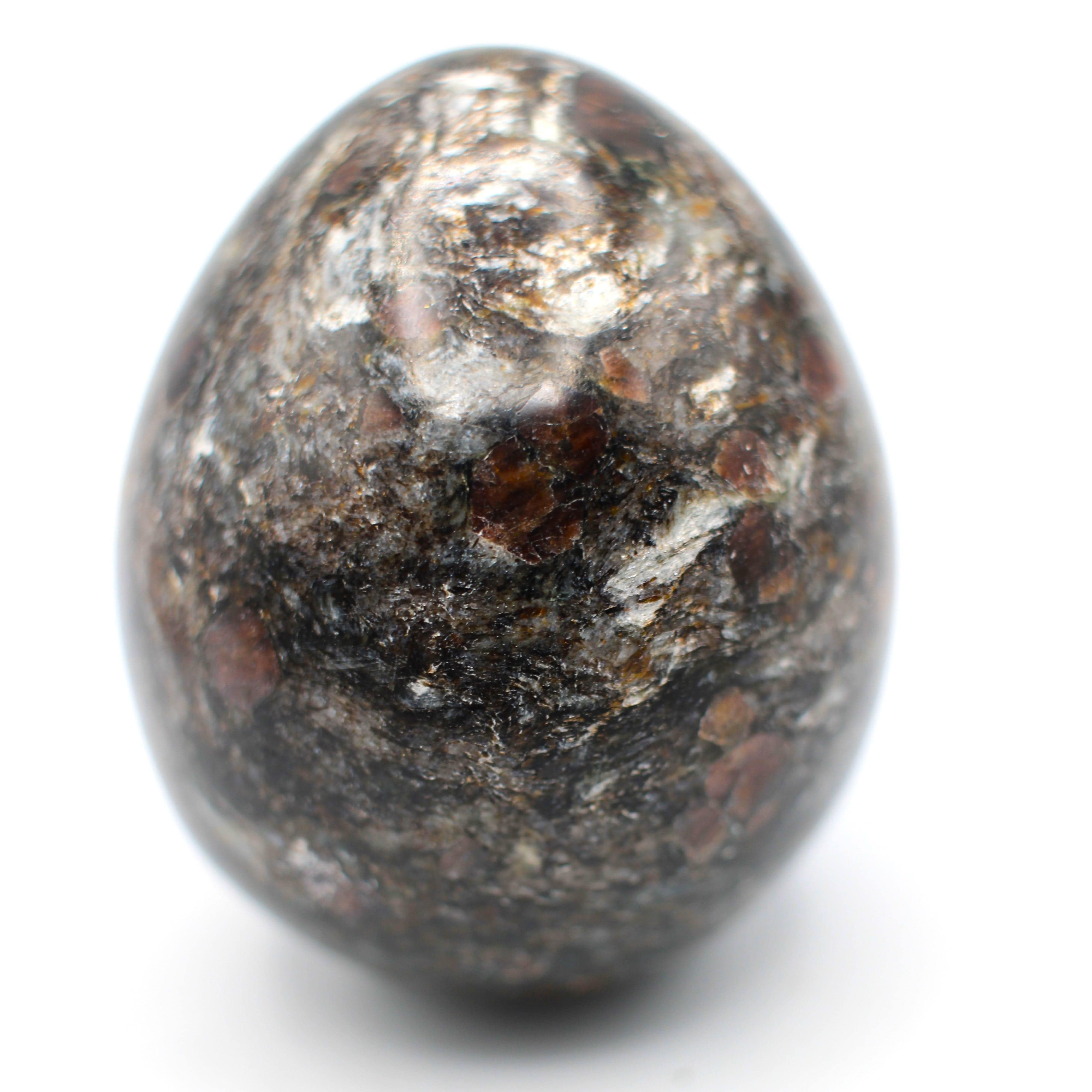 Natural Canadian Staurolite Garnet Mica Schist Egg - Unique Healing Crystal for Meditation, Reiki & Home Decor