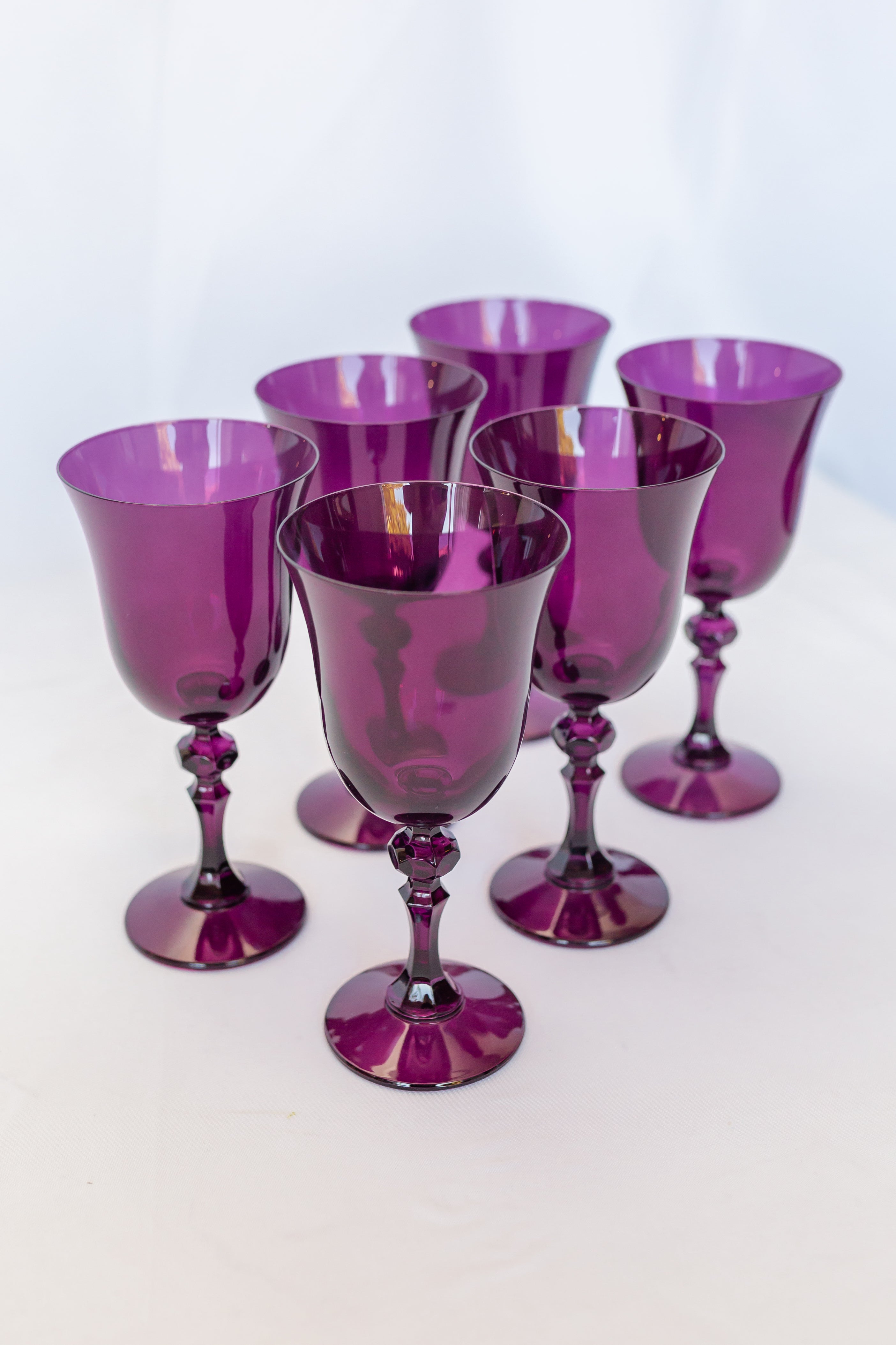 Estelle Colored Regal Goblet Set of 6 - Elegant Amethyst Wine Glasses for Fine Dining & Special Occasions