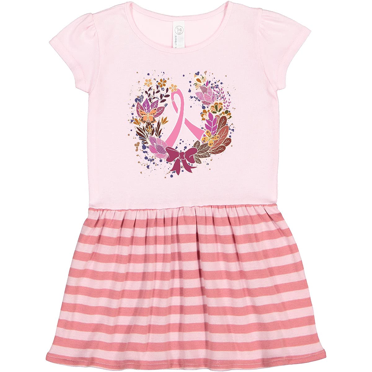 Inktastic Breast Cancer Awareness Wreath Pink Ribbon Toddler Dress - Cute Outfit for Girls, Toddler Clothes for Charity Events & Fundraisers
