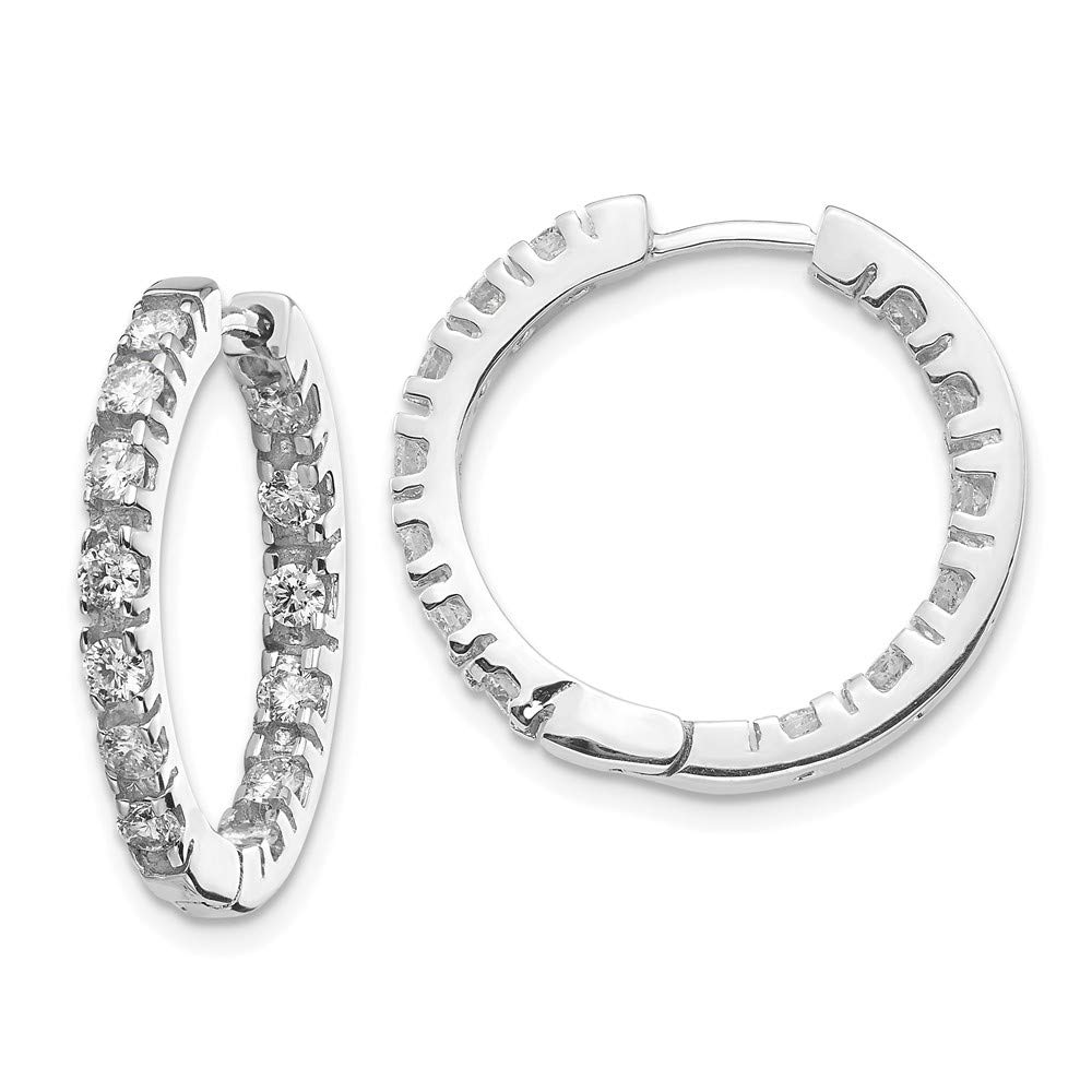 14K White Gold Diamond Hinged Hoop Earrings for Women - AAA Quality Solid Gold Dangle Earrings - Perfect for Weddings, Parties & Everyday Elegance