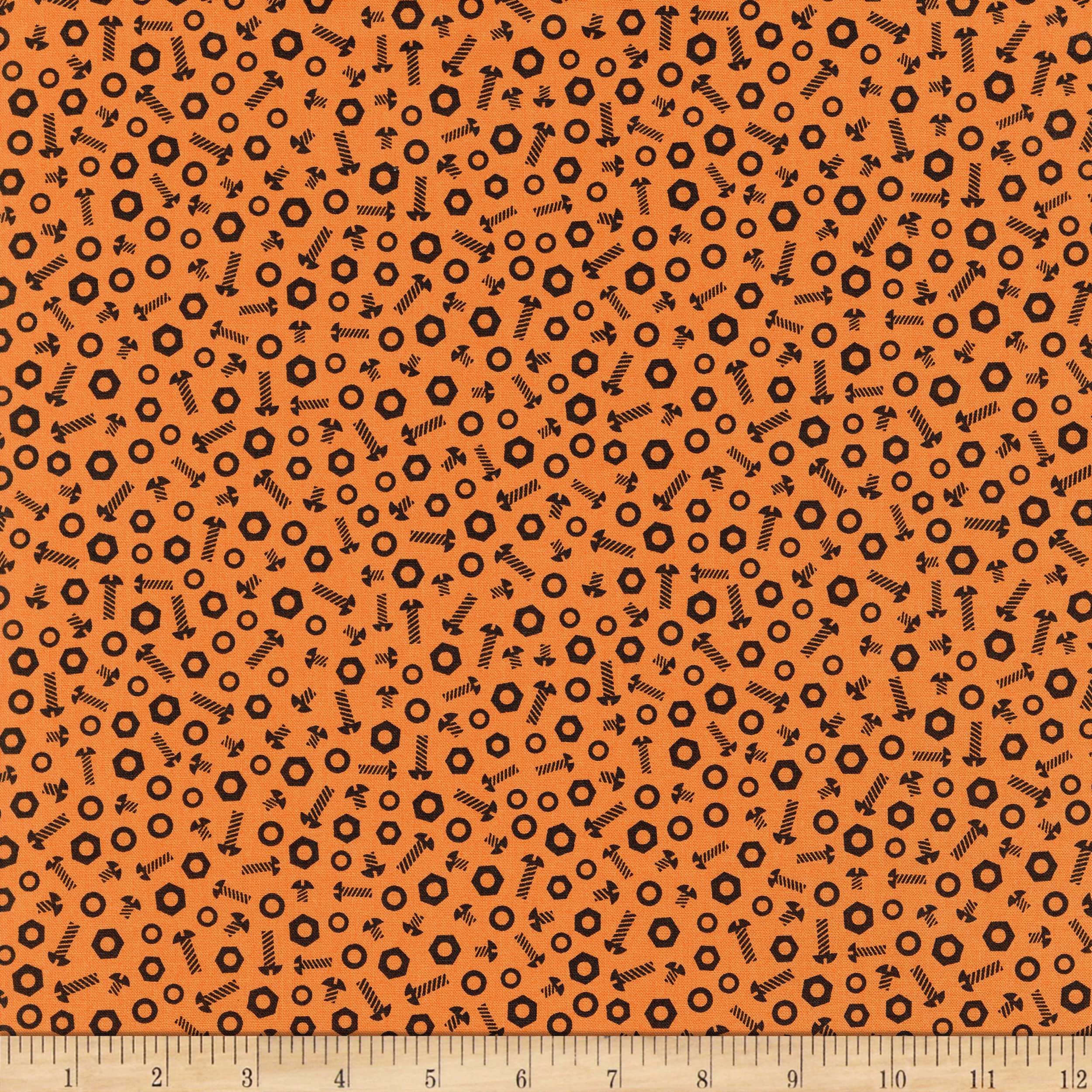 Rollicking Robots Nuts & Bolts Orange Fabric by The Yard - Premium Cotton Fabric for DIY Crafts, Quilting, and Home Decor Projects