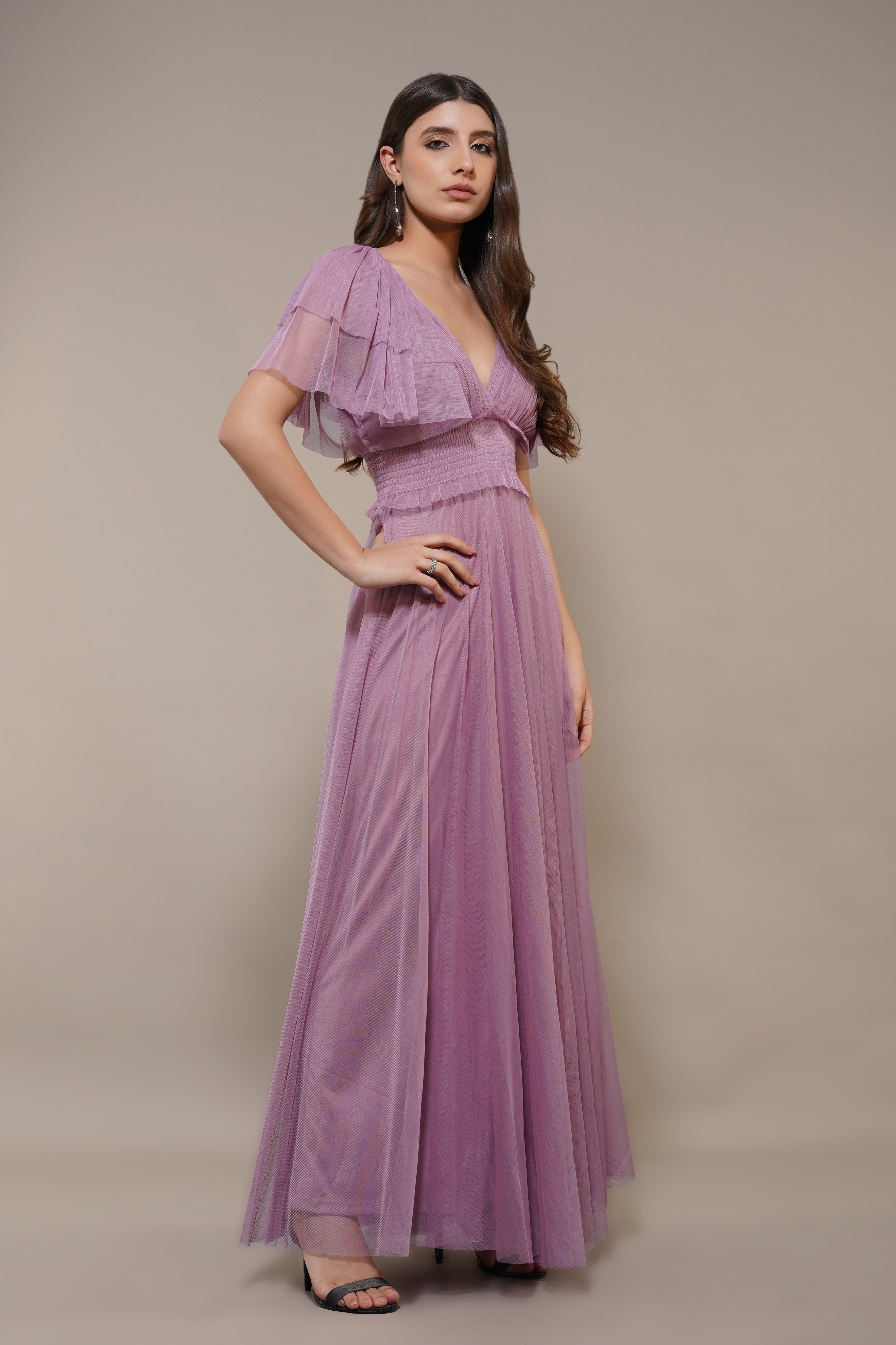 Shelby Maxi Dress for Women - Elegant Dusty Lilac Flowy Long Dress for Summer, Beach, and Special Occasions